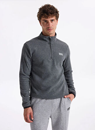 Antrasit Melanj Erkek Dik Yaka Basic Polar Sweatshırt D4WM-SWT3993