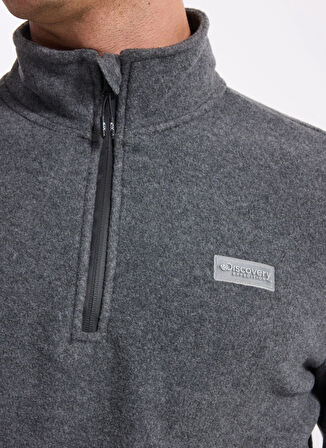 Antrasit Melanj Erkek Dik Yaka Basic Polar Sweatshırt D4WM-SWT3993