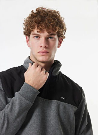 Jeep Dik Yaka Blok Desenli Antrasit Erkek Sweatshırt C4WM-SWT4228