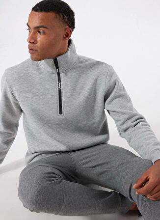 Gri Melanj Erkek Dik Yaka Relaxed Sweatshirt C4WM-SWT4256