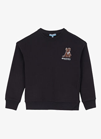 Discovery Expedition Bisiklet Yaka Baskılı Siyah Erkek Çocuk  Eşofman Üstü D4WB-SWT3221
