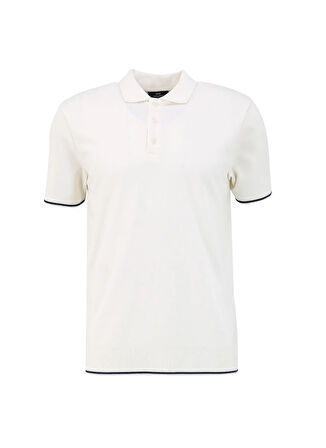 E 4.0 Design Studio x Fabrika Düz Kırık Beyaz Erkek Polo T-Shirt F4SM-TST F40