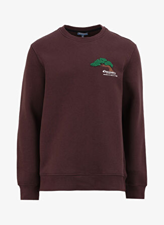 Kahve Erkek Bisiklet Relaxed Fit Nakışlı Sweatshirt D4WM-SWT3276