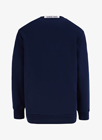 Lacivert Erkek Bisiklet Yaka Relaxed Fit Baskılı Sweatshirt D4WM-SWT3253