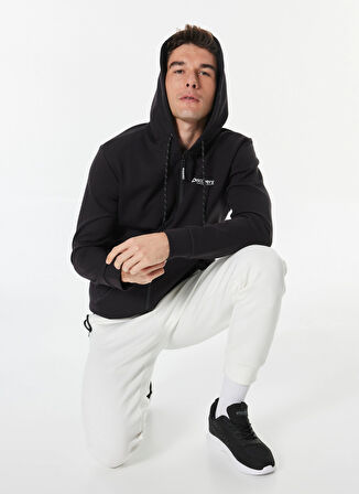 Siyah Erkek Kapüşon Yaka Relaxed Baskılı Sweatmont D4WM-SWT3252