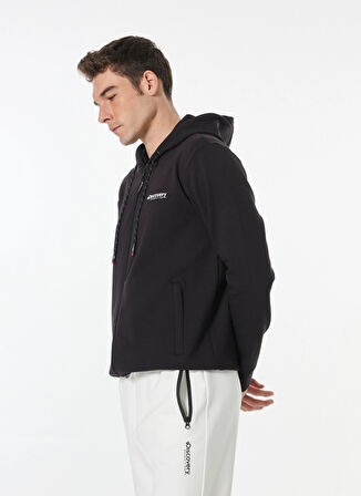 Siyah Erkek Kapüşon Yaka Relaxed Baskılı Sweatmont D4WM-SWT3252