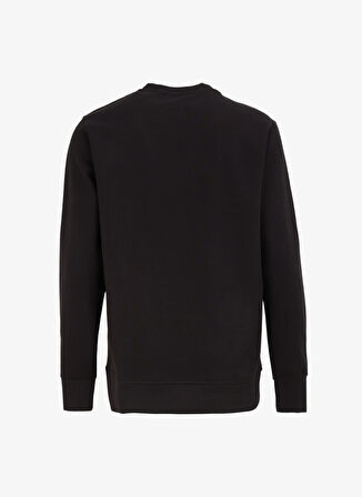 Siyah Erkek Bisiklet Yaka Relaxed Fit Baskılı Sweatshirt D4WM-SWT3224