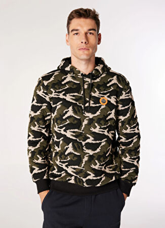 Siyah Erkek Kapüşon Yaka Relaxed Fit Baskılı Sweatshirt D4WM-SWT3294