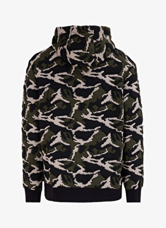 Siyah Erkek Kapüşon Yaka Relaxed Fit Baskılı Sweatshirt D4WM-SWT3294