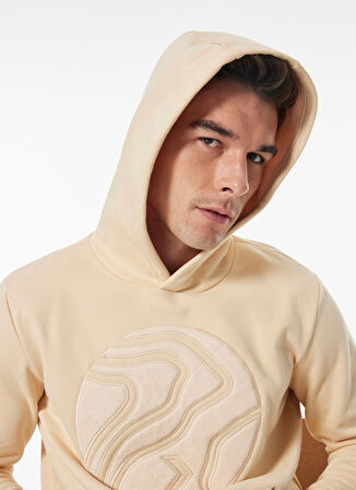 Açık Kahve Erkek Kapüşon Yaka Relaxed Fit Baskılı Sweatshirt D4WM-SWT3076