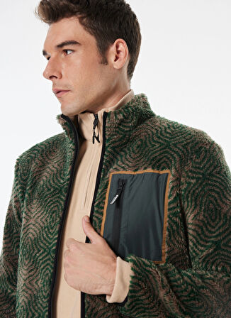 Haki Erkek Dik Yaka Relaxed Desenli Sweatmont D4WM-SWT3269