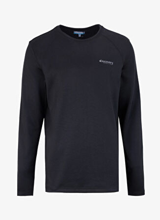 Siyah Erkek Bisiklet Yaka Relaxed Fit Uzun Kollu T-Shirt D4WM-TST3275