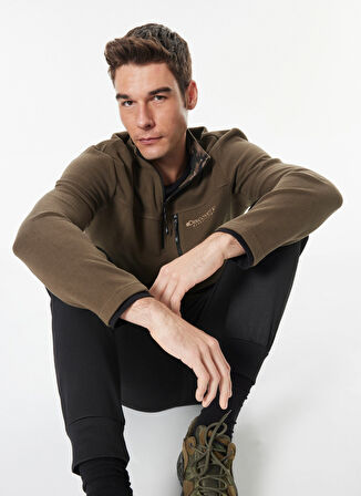 Haki Erkek Dik Yaka Basic Fit Baskılı Sweatshirt D4WM-SWT3331