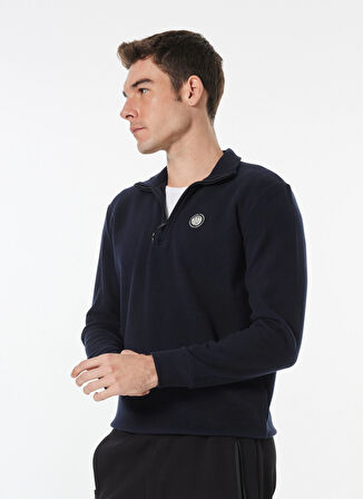 Discovery Expedition Lacivert Erkek Fermuarlı Yaka Relaxed Düz Sweatshirt D4WM-SWT3930