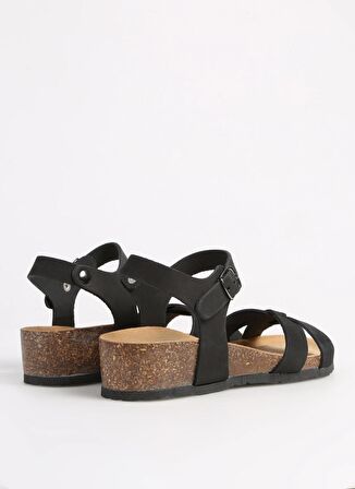Più Natura Siyah Kadın Deri Sandalet 12 FREGENE