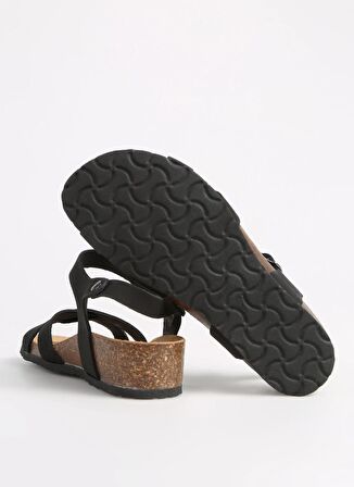 Più Natura Siyah Kadın Deri Sandalet 12 FREGENE