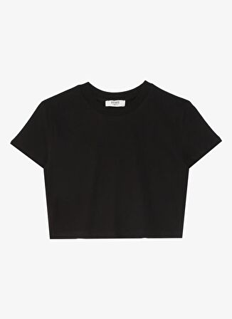 People By Fabrika Bisiklet Yaka Düz Siyah Kadın T-Shirt SPBF4SL-TST5603