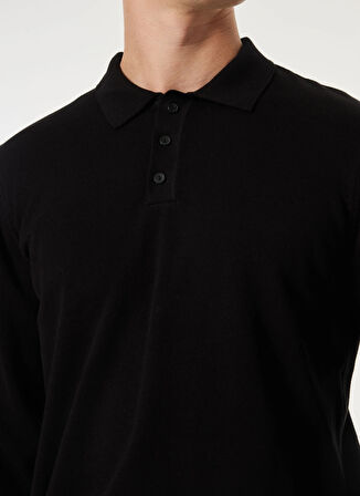 Limon Polo Yaka Basic Düz Siyah Erkek Kazak MML4WM-KZK9510