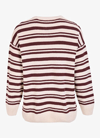 Mustang Bisiklet Yaka Loose Fit Çizgili Kahve - Bej Erkek Kazak M4WM-KZK-1622