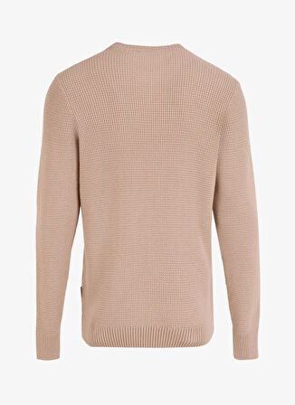 Mustang Bisiklet Yaka Normal Örgü Desenli Bej Erkek Kazak M4WM-KZK-1998