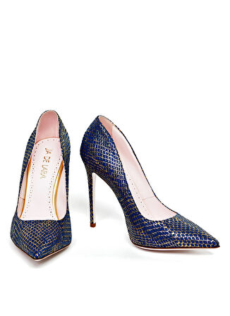 Jia De Lara Deri Lacivert Kadın Topuklu Ayakkabı PORTIA