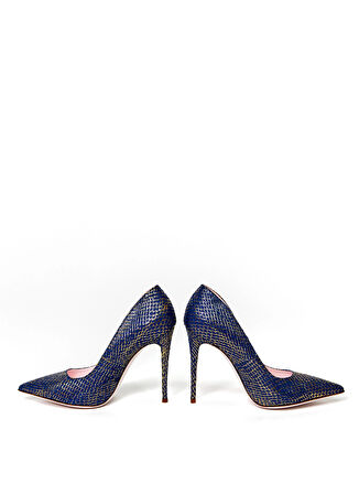 Jia De Lara Deri Lacivert Kadın Topuklu Ayakkabı PORTIA