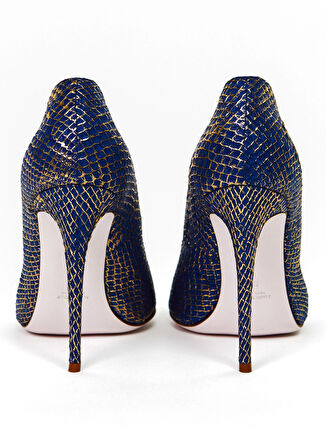 Jia De Lara Deri Lacivert Kadın Topuklu Ayakkabı PORTIA