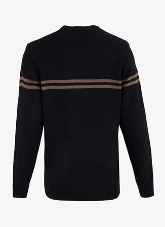 Siyah Erkek Bisiklet Yaka Basic Çizgili Kazak PBF4WM-KZK 5032