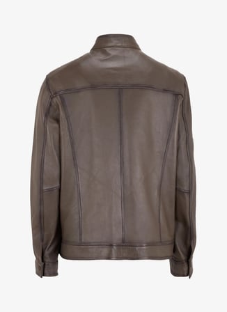 Fabrika Haki Erkek Slim Fit Düz Deri Mont 0-99