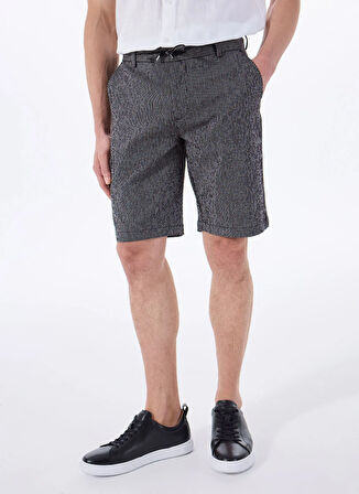 Fabrika Bağlamalı Bel Basic Siyah Erkek Bermuda Şort FABRESA