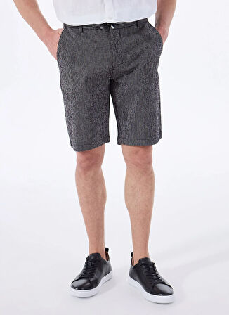 Fabrika Bağlamalı Bel Basic Siyah Erkek Bermuda Şort FABRESA