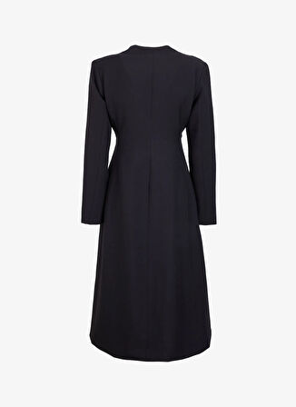 Cedelar Ceket Yaka Düz Siyah Uzun Kadın Elbise SUMIRA