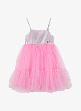 Barbie Simli Pembe Kız Çocuk Abiye Elbise BRB5SG-ELB6003