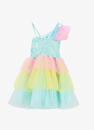 Barbie Pullu Çok Renkli Kız Çocuk Abiye Elbise BRB5SG-ELB6505