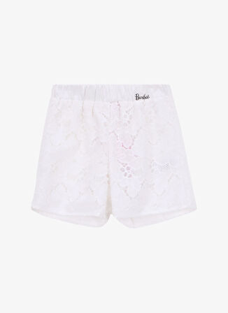 Barbie Lastikli Bel Standart Beyaz Kız Çocuk Şort BRB5SG-SRT6519