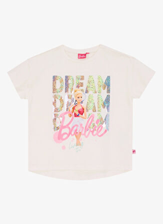 Barbie Baskılı Ekru Kız Çocuk T-Shirt BRB5SG-TST6402