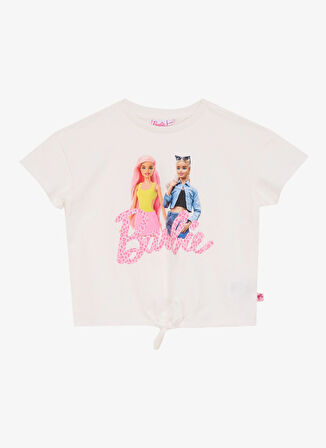 Barbie Baskılı Ekru Kız Çocuk T-Shirt BRB5SG-TST6430