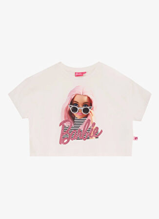 Barbie Baskılı Ekru Kız Çocuk T-Shirt BRB5SG-TST6008