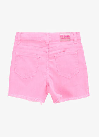 Barbie Yüksek Bel Standart Pembe Kız Çocuk Denim Şort BRB5SG-SRT6008