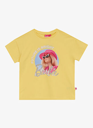 Barbie Baskılı Sarı Kadın T-Shirt BRB5SG-TST6011