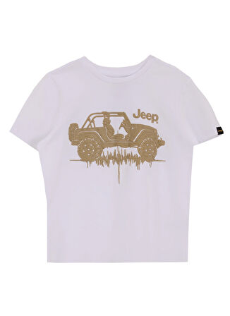 Jeep Ekru Erkek Çocuk Baskılı T-Shirt J5SB-TST7748