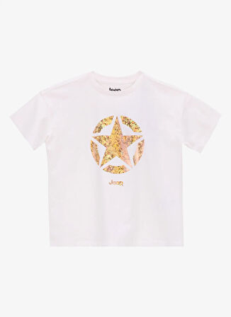 Jeep Baskılı Ekru Kız Çocuk T-Shirt J5SG-TST7504