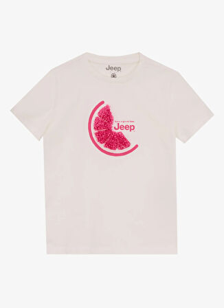 Jeep Baskılı Ekru Kız Çocuk T-Shirt J5SG-TST7509