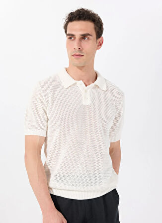 Jeep Polo Yaka Relaxed Ajurlu Ekru Erkek Kazak J5SM-KZK7314