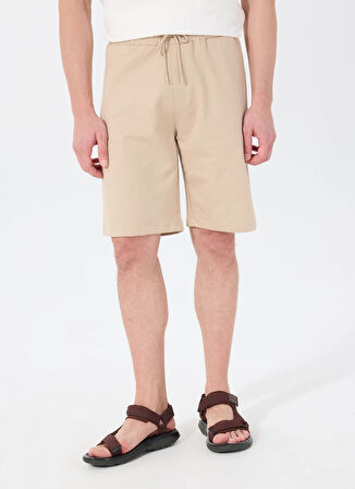 Bej Erkek Basic Düz Sweat Şort J5SM-SHT7252
