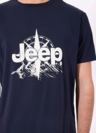 Jeep Bisiklet Yaka Baskılı Lacivert Erkek T-Shirt J5SM-TST7350