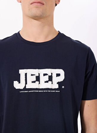Jeep Bisiklet Yaka Baskılı Lacivert Erkek T-Shirt J5SM-TST7339