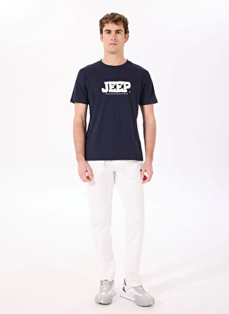 Jeep Bisiklet Yaka Baskılı Lacivert Erkek T-Shirt J5SM-TST7339