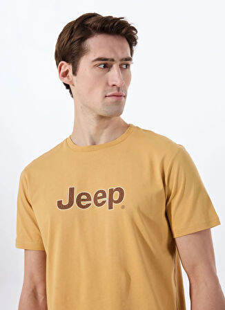 Jeep Bisiklet Yaka Baskılı Hardal Erkek T-Shirt J5SM-TST7347