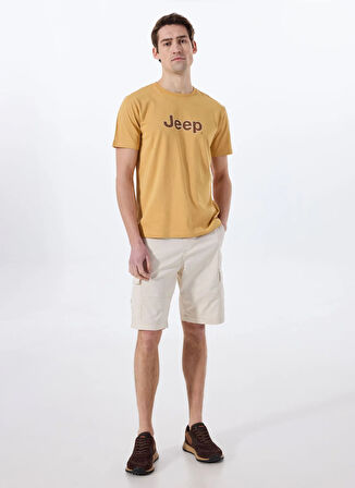 Jeep Bisiklet Yaka Baskılı Hardal Erkek T-Shirt J5SM-TST7347